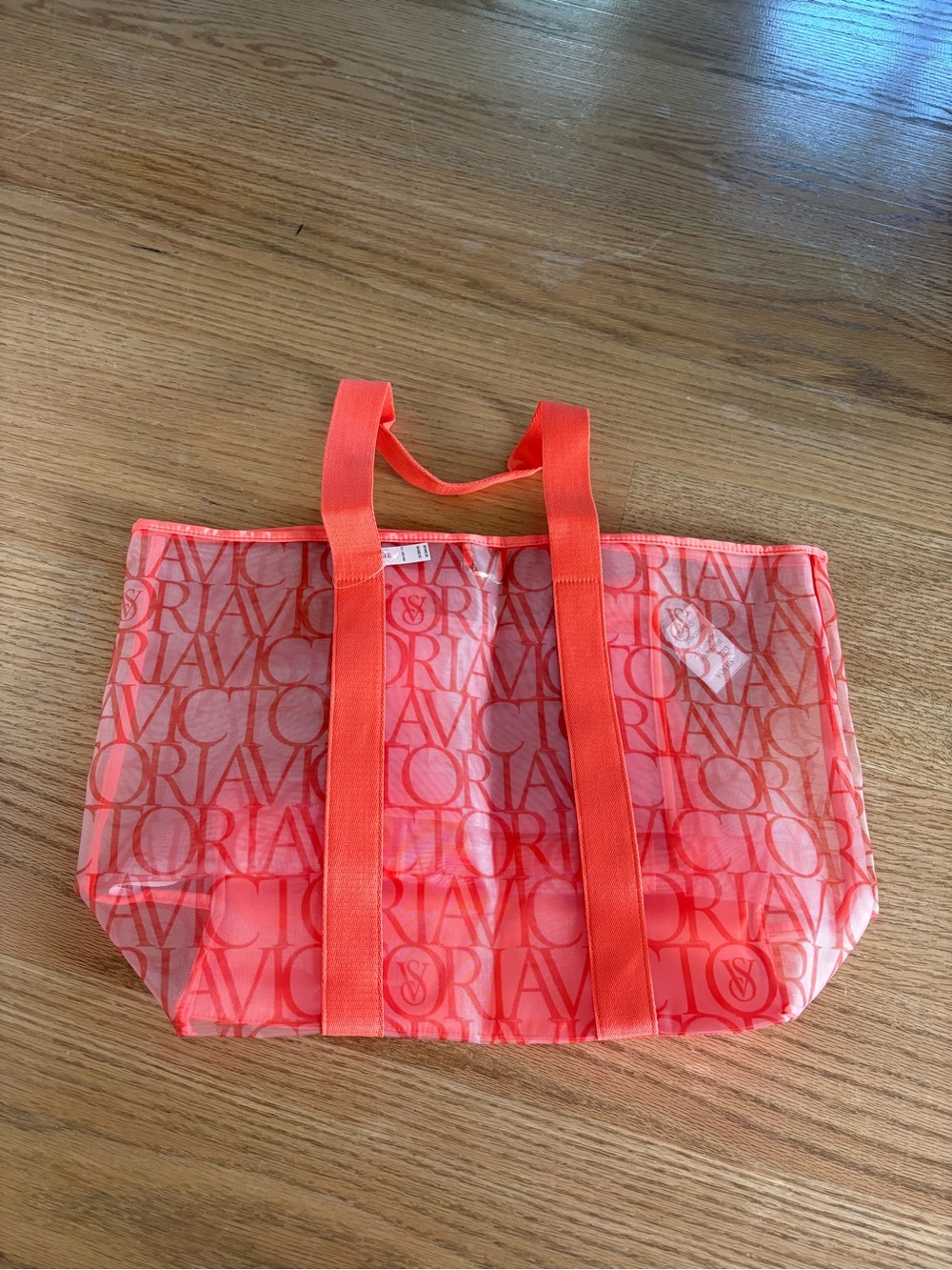 Victoria's Secret Coral Logo Tote in Bright Coral